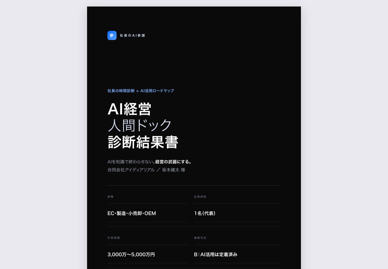 AI経営人間ドック 診断結果書